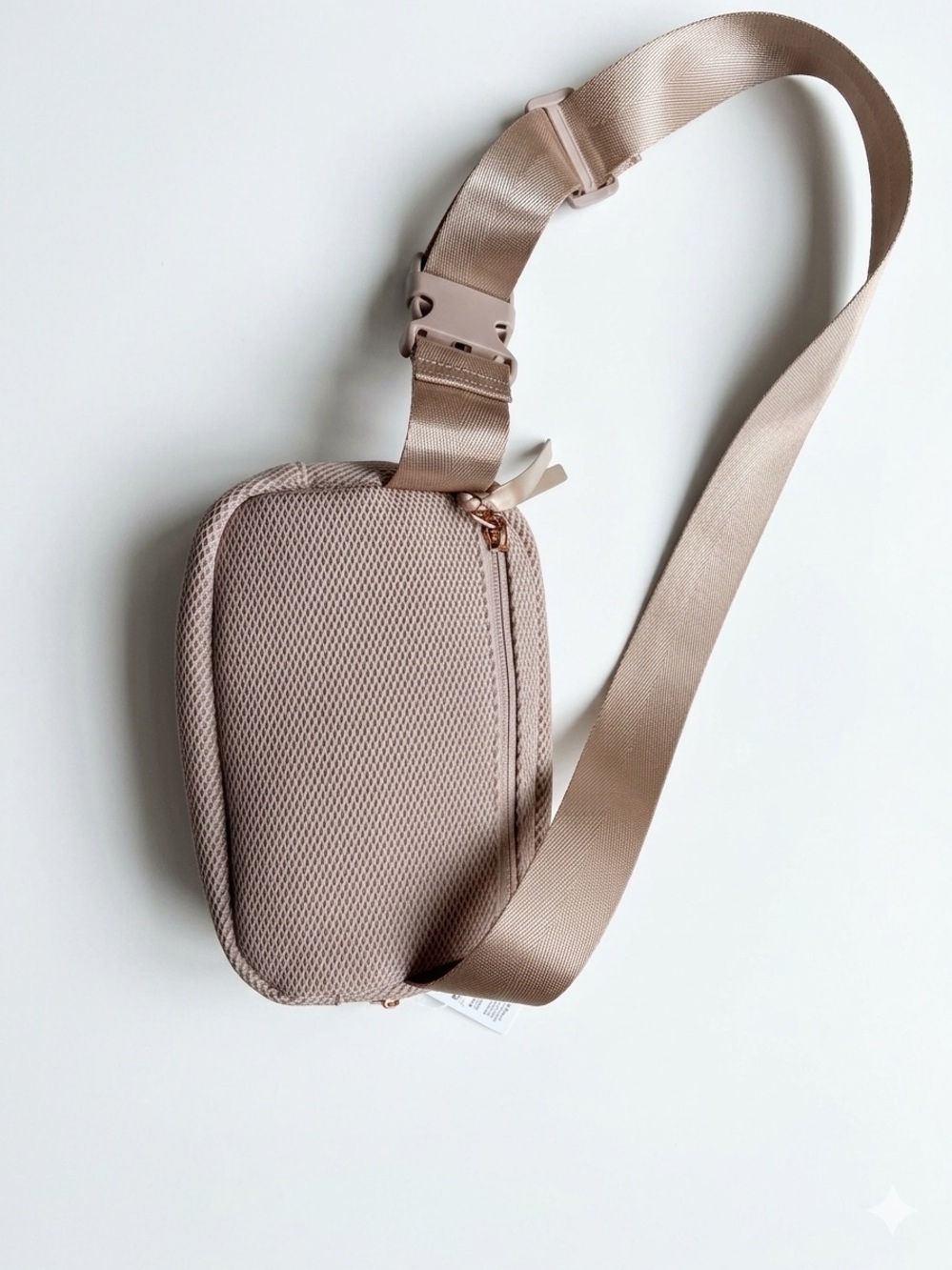 Beige Mesh Belt Bag with Adjustable Brown Strap - Picture 2 of 6